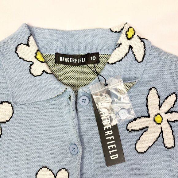 Dangerfield Daisy Do blue collared cardigan NWT size US6 - Picture 2 of 6